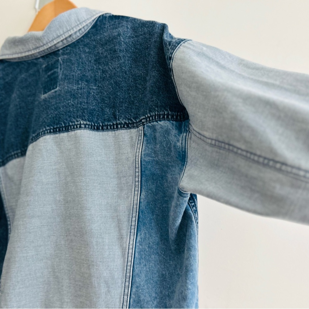 Gap Cropped Patchwork Light Denim Jacket, Large T… - image 7